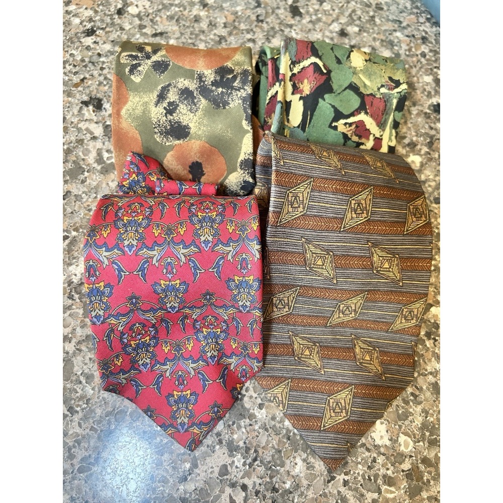 Bundle Of Four 100% Silk Ties Retro